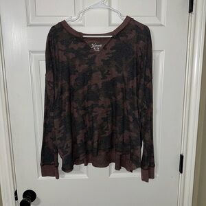Natural Reflections Camouflage Long Sleeve Top - Brown and Black